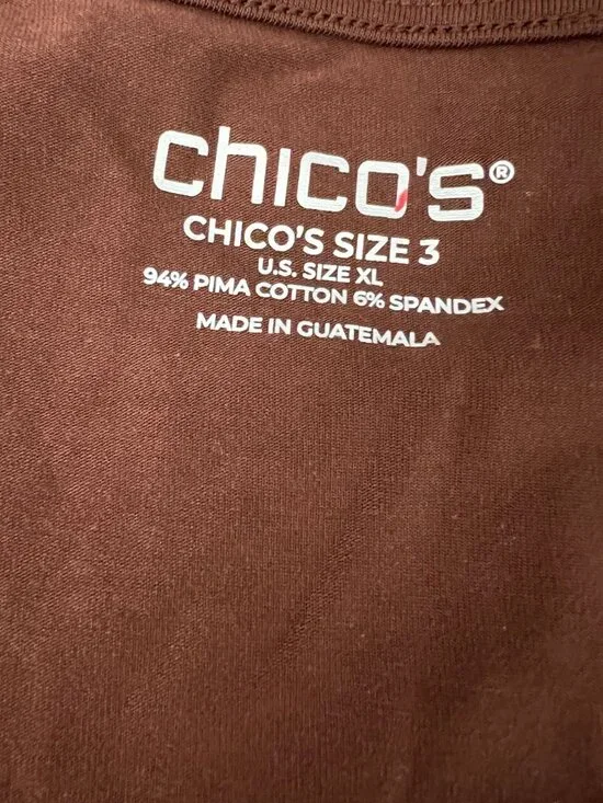 Chico's size 3 (XL) Contour Cotton Square Neck Tank Top Brown NWT - Picture 5 of 6